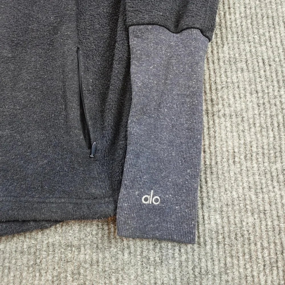 Alo Yoga Jacket Womens Medium Gray Fleece Full Zip Lined Athleisure Top